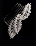 wedding headpiece - cystal leaf comb for side style or veil comb - Silver Fern by Stephanie Browne