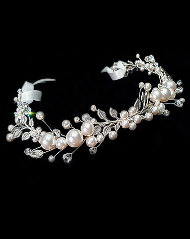 Wedding headpiece - pearl clustered hairvine - Laila deluxe by Kezani