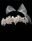 wedding and bridal headpiece - embellished crystal garland band with tulle bow - Titania by Kezani - BUY or HIRE
