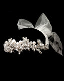 wedding and bridal headpiece - embellished crystal garland band with tulle bow - Titania by Kezani - BUY or HIRE