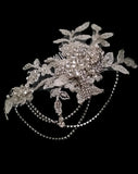 Bridal headpiece - lace and diamonte chains - Harlow deluxe by Kezani - Kezani Jewellery - 2