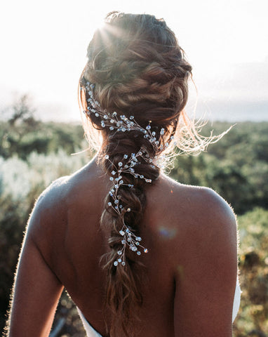 wedding headpiece - crystal hairvine for braid or crown - Wild Ivy by Kezani - twisted through braid