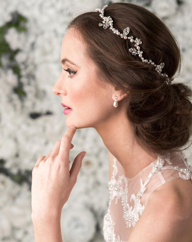 Bridal headpiece - pearl flower hairvine - Sierra deluxe by Kezani