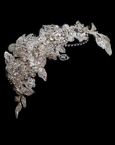 Bridal headpiece - vintage silver lace bandeau - Mahala by Kezani - Kezani Jewellery - 1