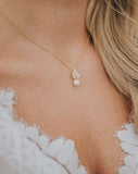 wedding necklace - crystal with drop pendant - Bocheron pearl by Stephanie Browne at Kezani