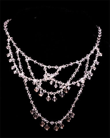 Wedding necklaces - delicate vintage silver crystal drapes - Candiece by Kezani - Kezani Jewellery - 1