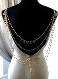 Wedding back jewellery - pearl drapes with vintage silver drops - Josephine by Kezani - Kezani Jewellery - 3