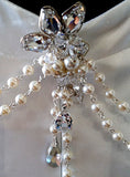Wedding back jewellery - pearl drapes with vintage silver drops - Josephine by Kezani - Kezani Jewellery - 2