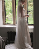 Veil - chapel length single tier wedding veil with dainty lace edge - Beauty