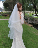 wedding veil - two tier crinoline edge with train - Dixie at Kezani